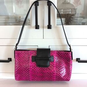 Stefano Serapian Milano Pink and Black Snakeskin Shoulder Bag